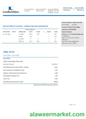 The National Power Company of Iceland Landsvirkjun electricity utility business bill, SCR